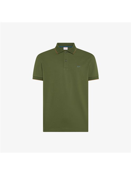 Polo con dettagli a contrasto in cotone verde scuro SUN 68 | A36111/37